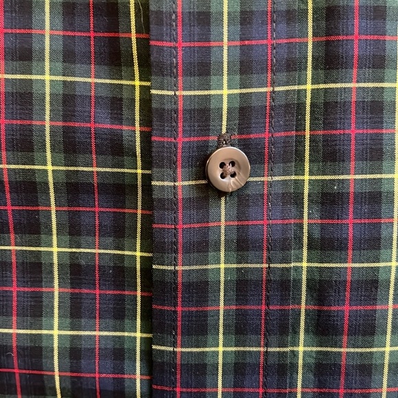 L.L. Bean Navy Blue Tartan Plaid Button Down Cotton Shirt Wrinkle Resistant XL - Picture 11 of 13